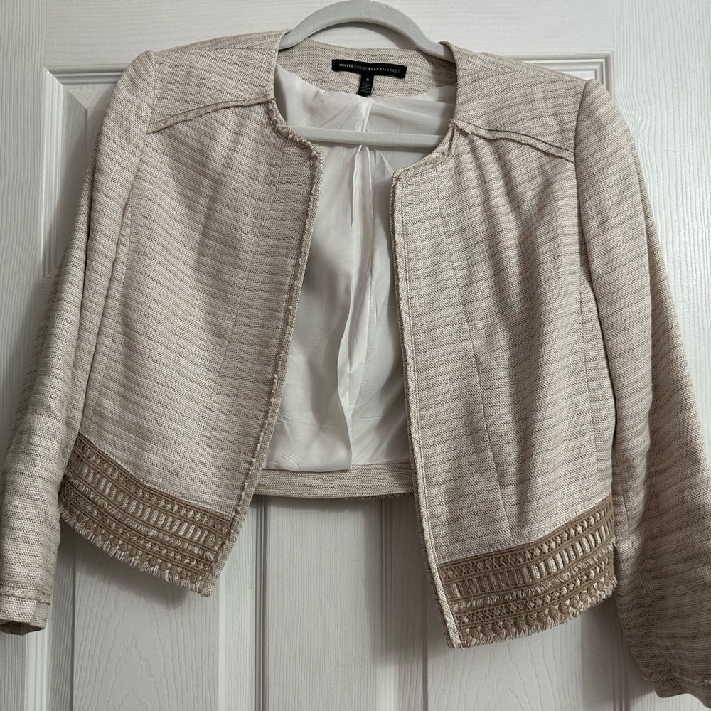 White House Black Market Beige Textured Blazer - Picture 5 of 5